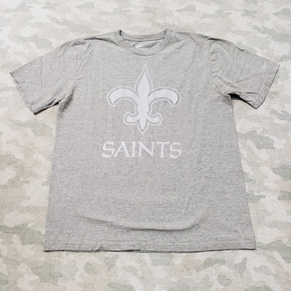 Nike New Orleans Saints Shirt Mens Large Gray Graphic Short Sleeve